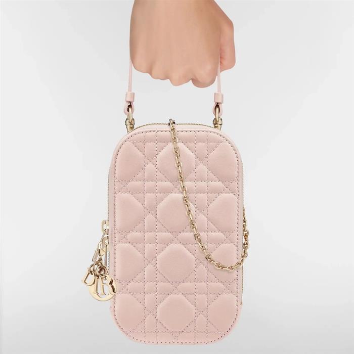 DIOR Lady Dior Call in Dior Phone Holder Shoulder Bag Pink
