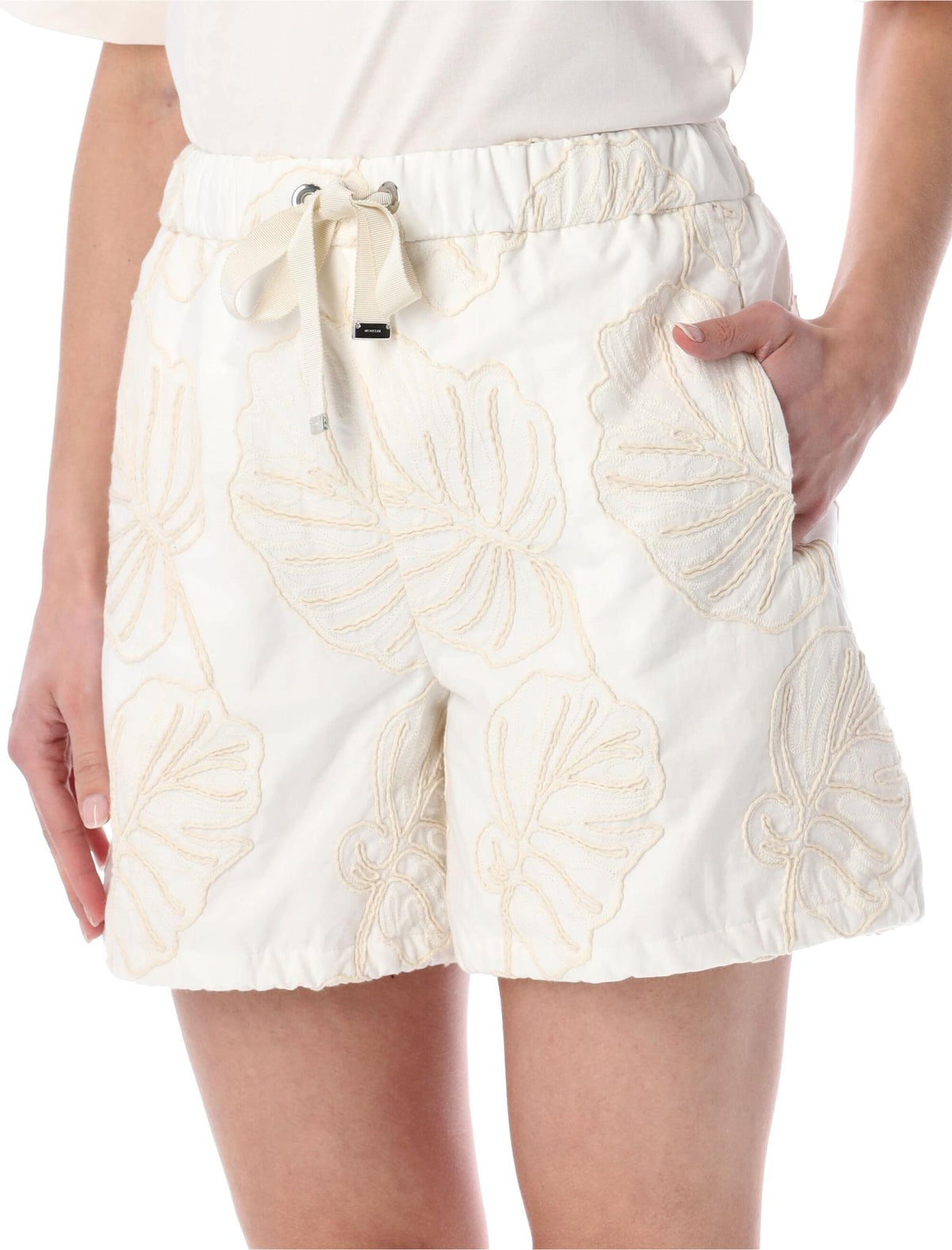 Moncler Black Nylon Drawstring Short Shorts for Women