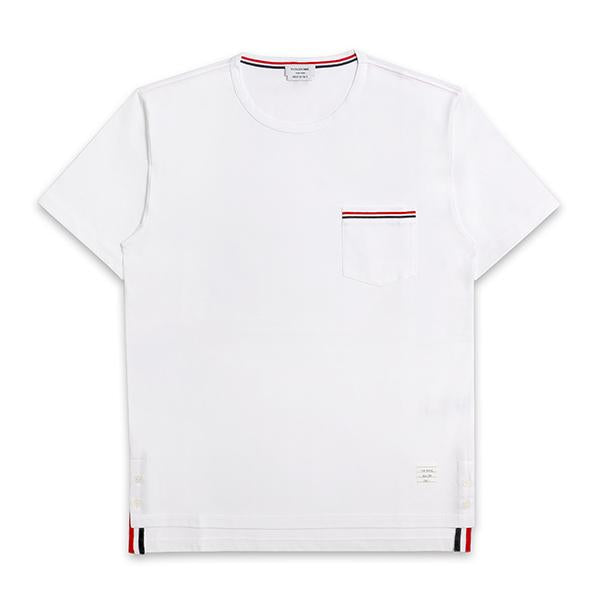 THOM BROWNE White Cotton Short Sleeve T-Shirt for Men