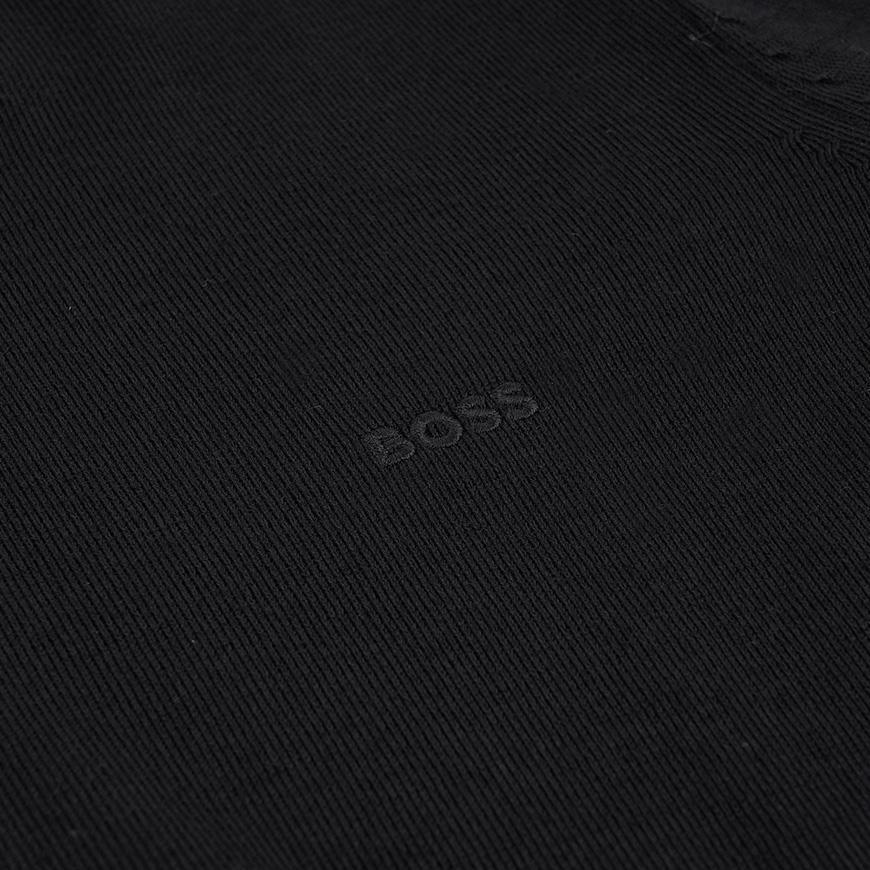 HUGO BOSS Men’s Zip-Up Cardigan with Embroidered Logo Black Knit