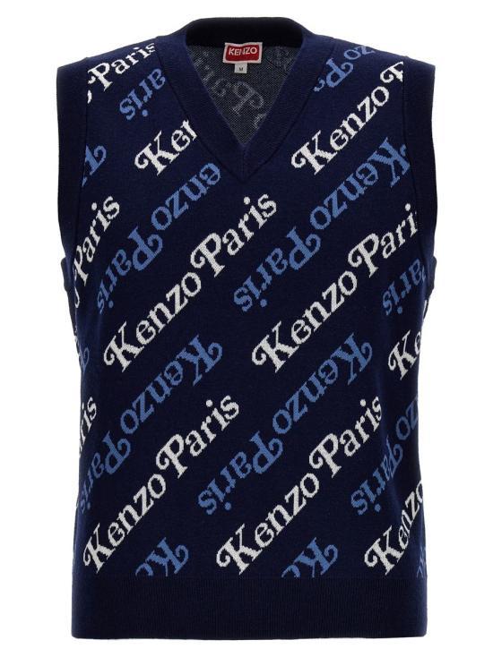 KENZO Knit Vest Men’s Navy Sleeveless Sweater FE55PU4583 CB77