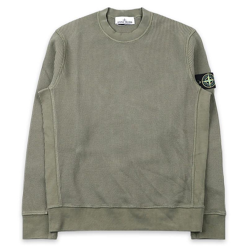 STONE ISLAND Waffle Fleece Patch Sweatshirt Military Gr L1S156100056 S0044 V005G