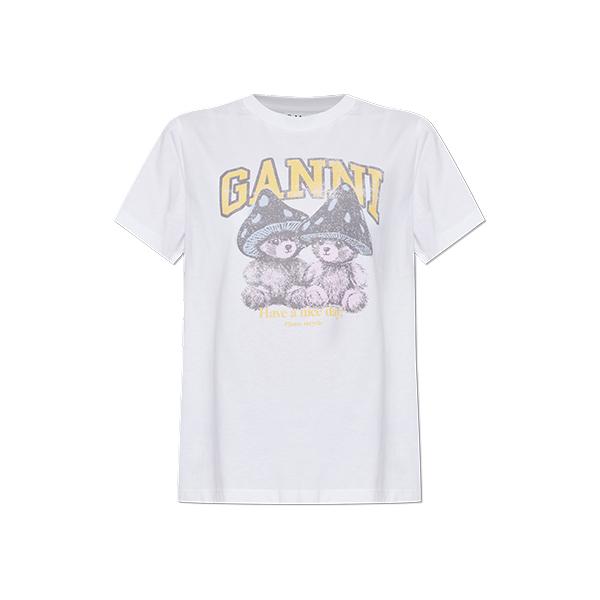 GANNI Mushroom Teddy Graphic Short Sleeve T-Shirt