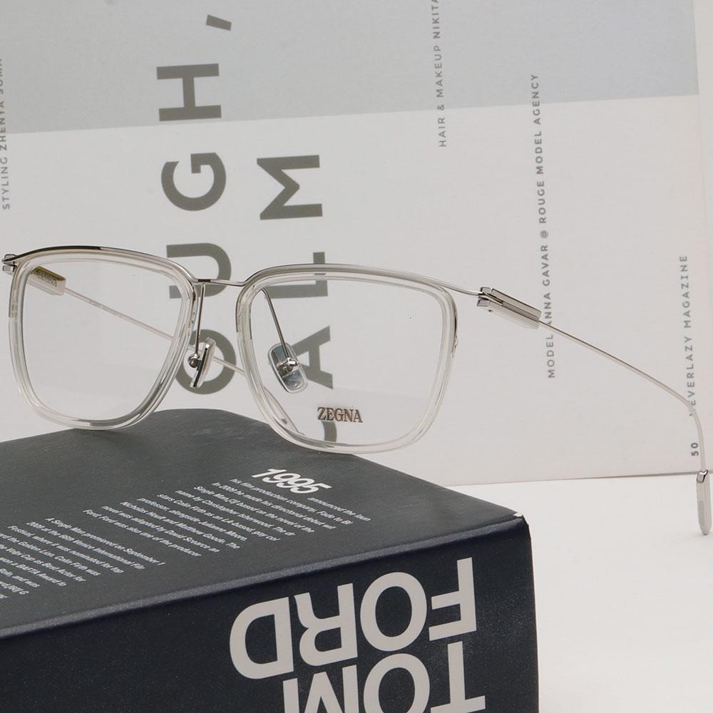 Zegna Clear Rectangle Unisex Eyeglass Frames EZ5288 026