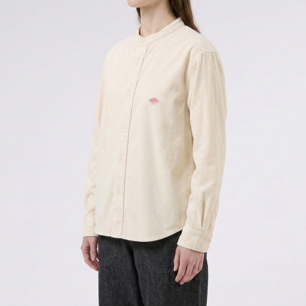 DANTON Women’s Corduroy Band Collar Shirt DT B0290 MCD