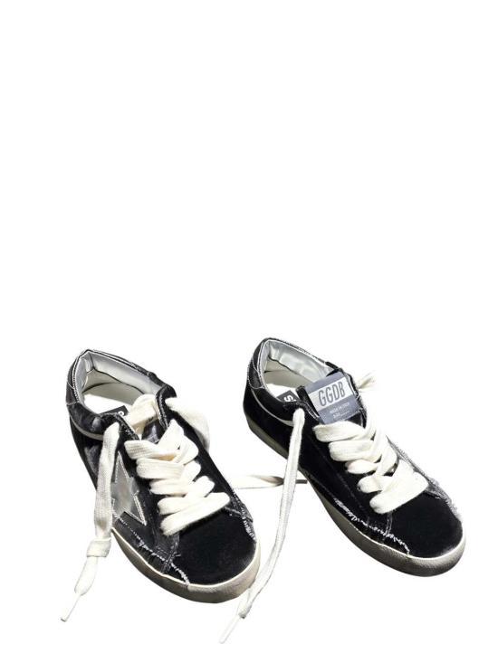 GOLDEN GOOSE Dark Grey Silver Leather Low-Top Sneakers GWF 01002