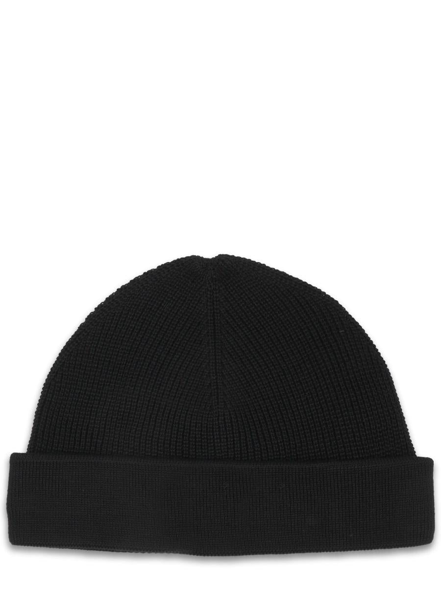 CP Company Black Knit Beanie Hat for Men