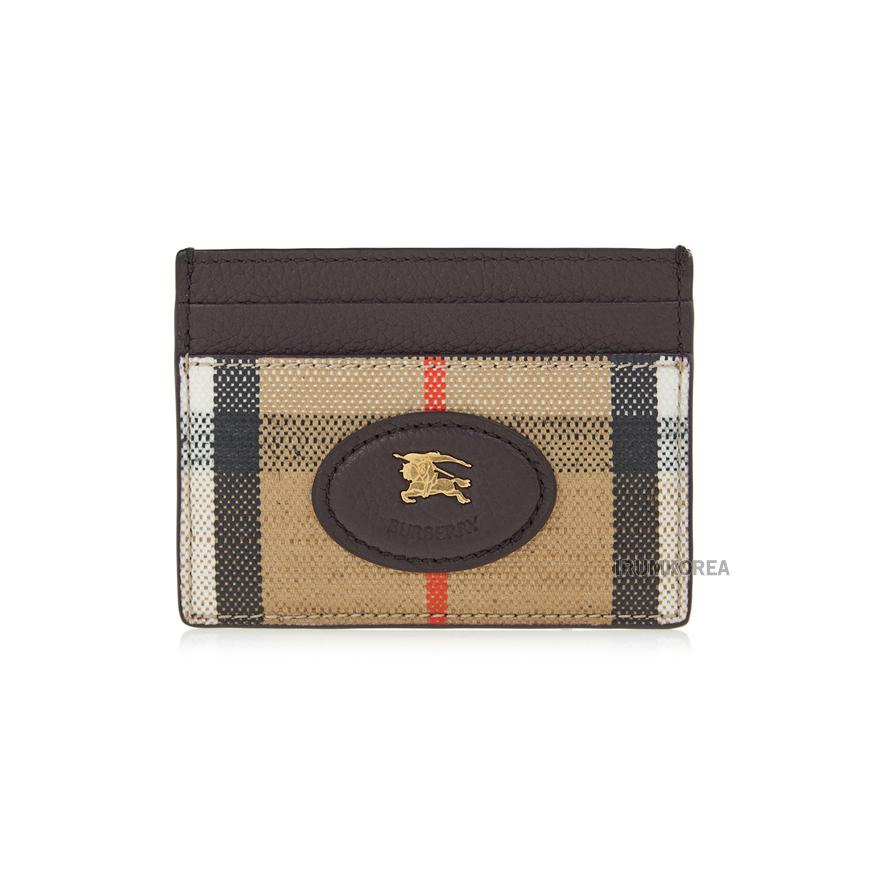 BURBERRY Highlands Leather Card Case Wallet Black Women