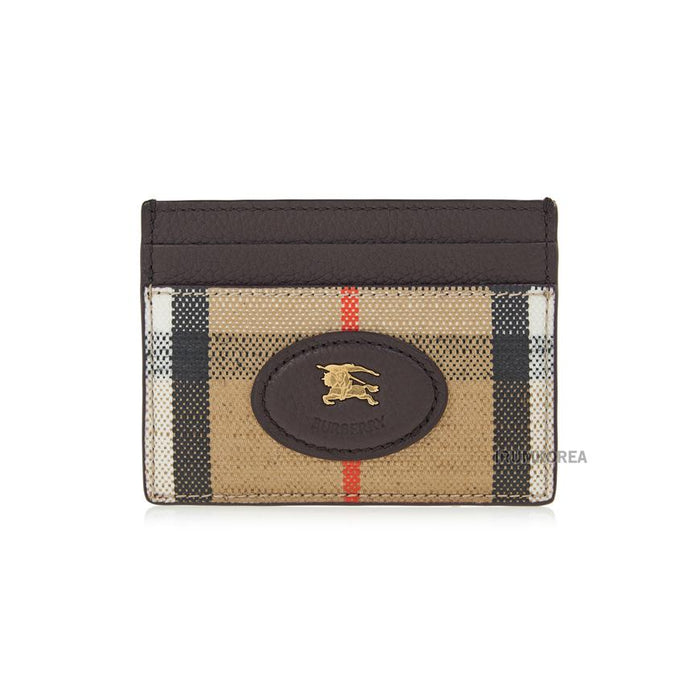 BURBERRY Highlands Leather Card Case Wallet Black Women