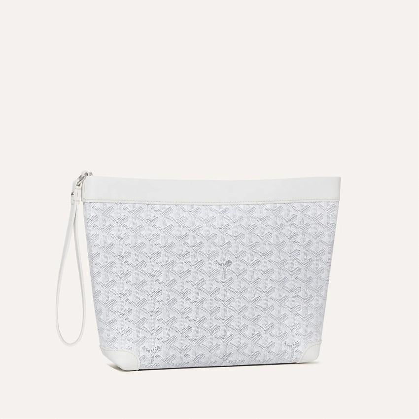 GOYARD White Goyardine Coated Canvas Conti Pouch Clutch for CONTIPPMLTY50 CL50 P