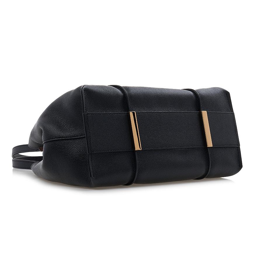 Tods Timeless T Shopper Tote Bag Black Leather Women