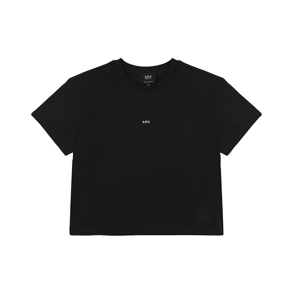 A.P.C. Black White Micro Logo Boxy Short Sleeve Wome COHBW F26387 TZC NOIR BLANC