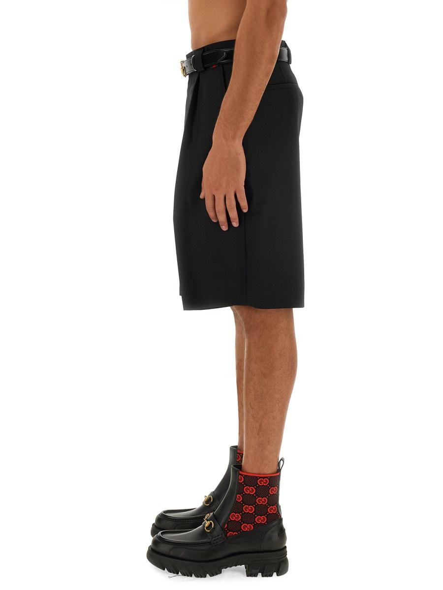 GUCCI Black Cotton Logo Drawstring Shorts