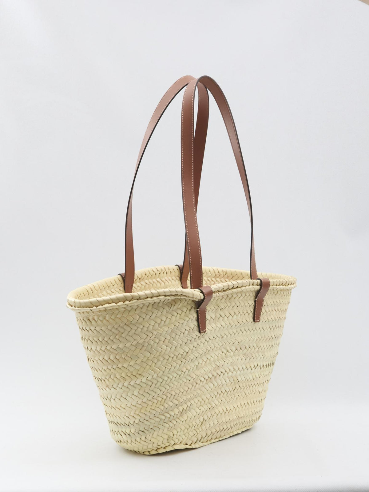 CELINE Tan Canvas Leather Trim Shoulder Bag