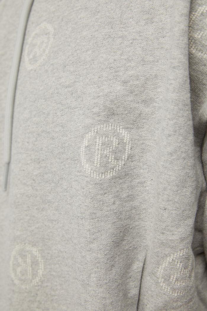 MARTINE ROSE Gray R Logo Pattern Hoodie Sweatshirt CMRSS22602FJ GREY STK