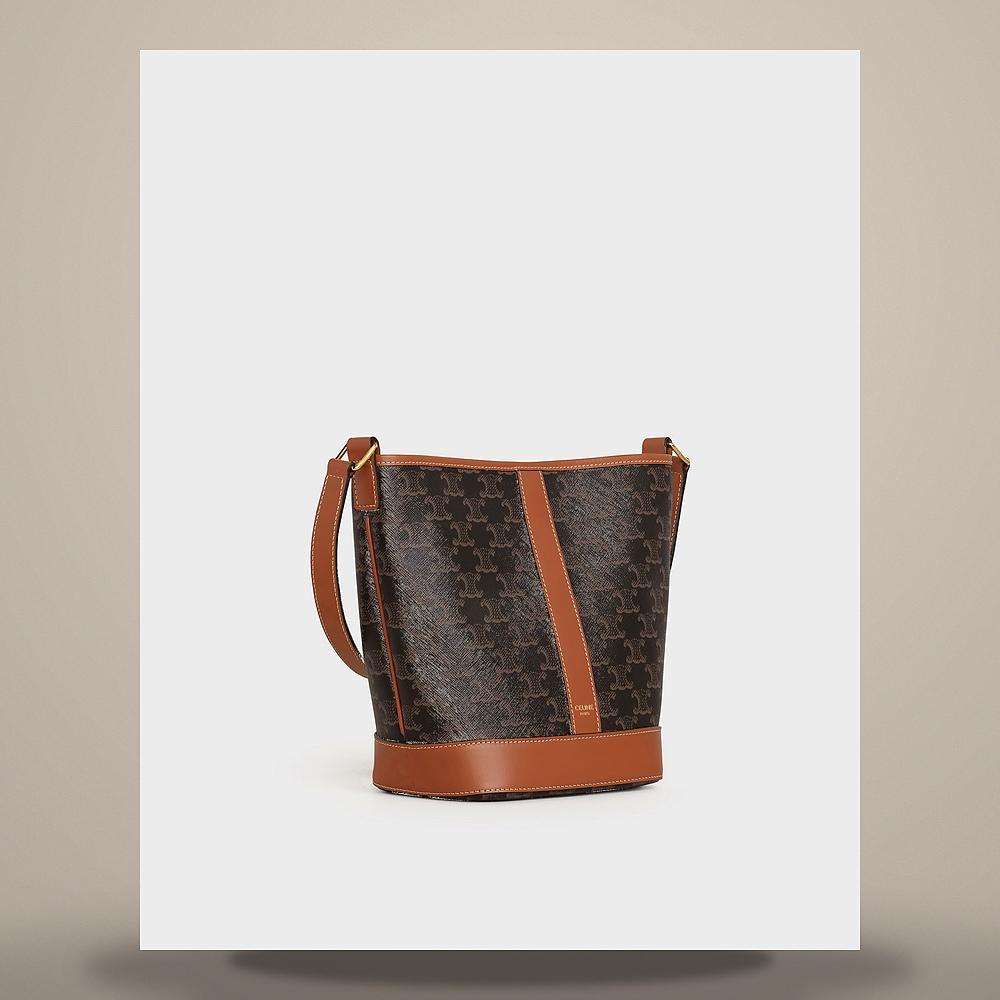 CELINE Triomphe Canvas Natural Calfskin Big Flat Shopper Tote Bag