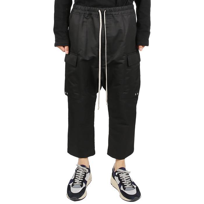 Rick Owens Black Cropped Cargo Pants