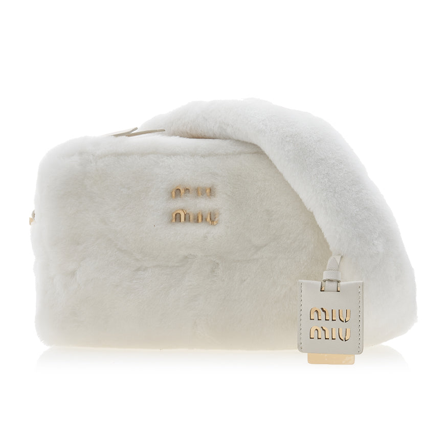 Miu Miu Logo Fluffy Shoulder Bag Black Women’s