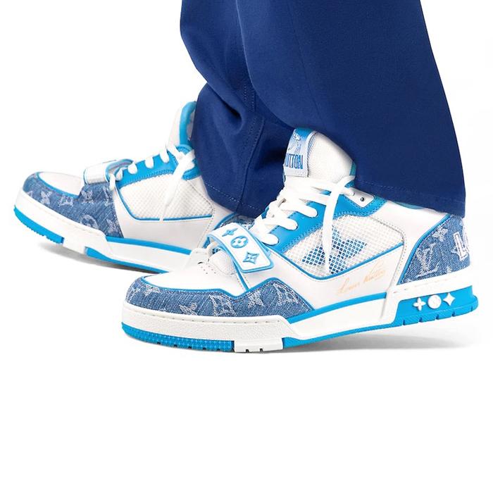 Louis Vuitton Marine Denim Velcro LV Trainer Low-Top Sneakers