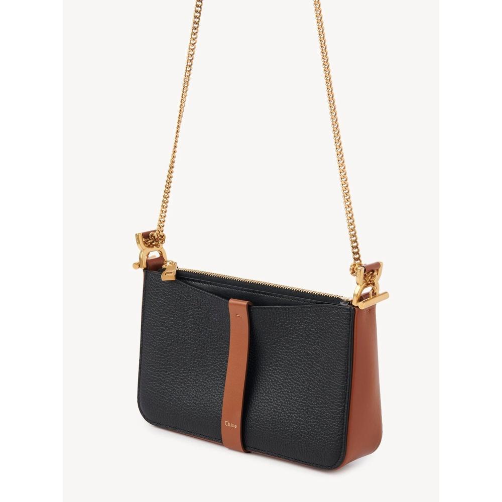 Chloe Marcie Chain Pouch Crossbody Bag Black Leather