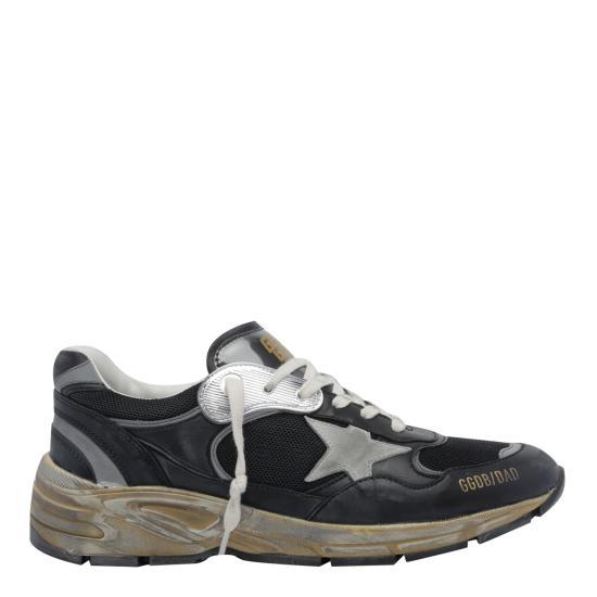 GOLDEN GOOSE Black Silver Leather Sneakers for Men