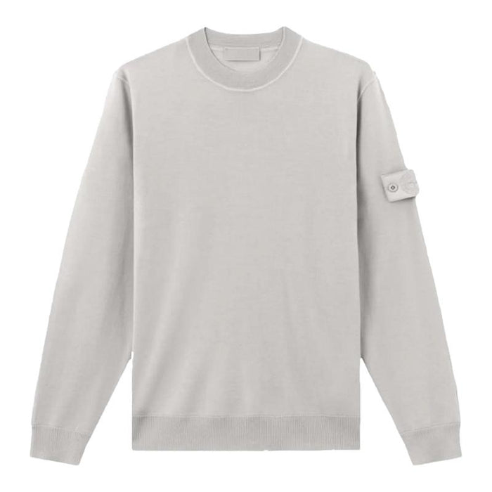 STONE ISLAND Logo Patch Crewneck Knit Sweater Beige Men’s