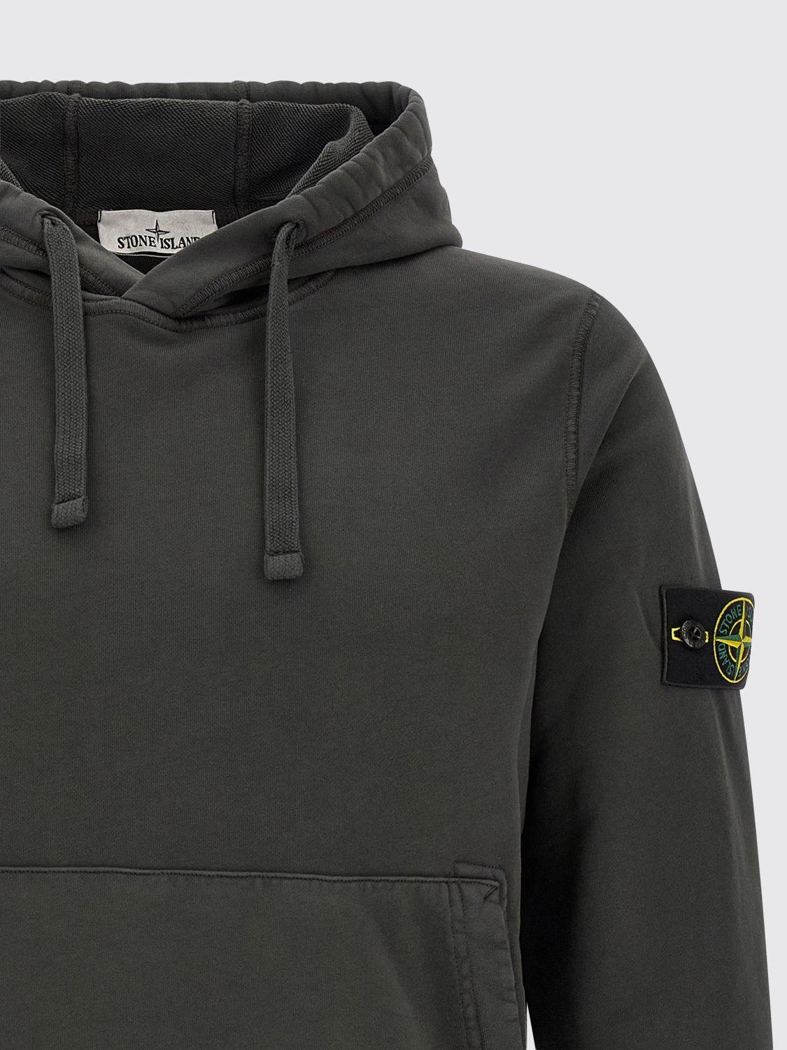 STONE ISLAND Green Cotton Pullover Hoodie