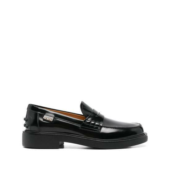Tods Leather Penny Loafers Black Men's Shoes