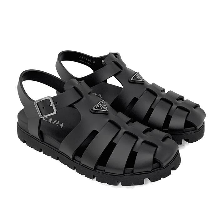 PRADA Rubber Fisherman Sandals with Triangle Logo
