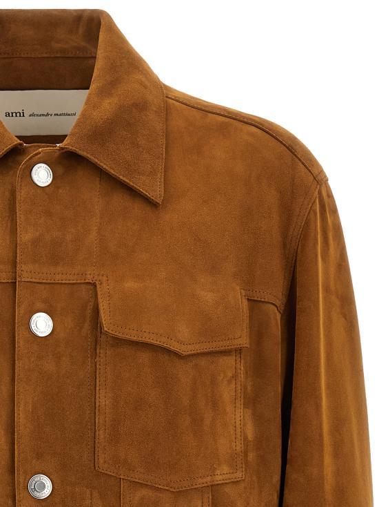 AMI Brown Wool-Blend Tailored Jacket