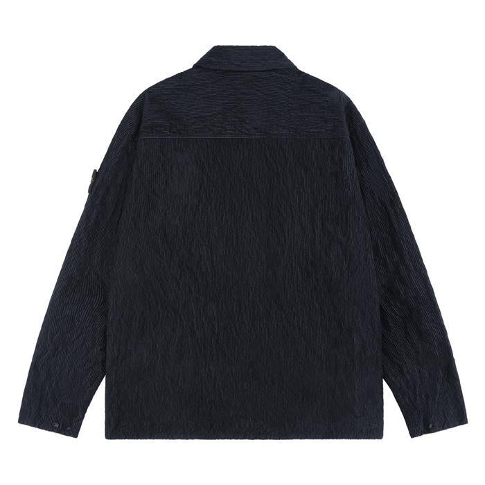 STONE ISLAND Corduroy Patch Logo Long Sleeve Shirt Black
