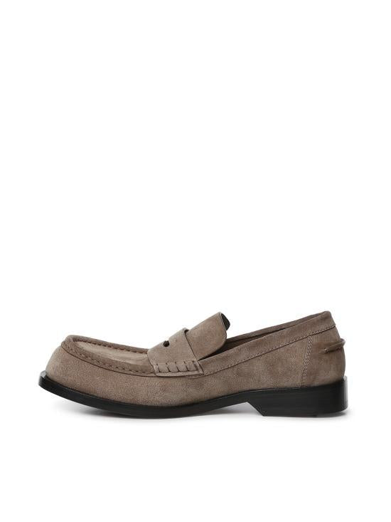 LOEWE Bovine Suede Calfskin Loafers Hazelnut Brown