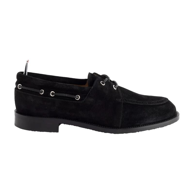 THOM BROWNE Suede Men's Boat Shoes Loafers Black