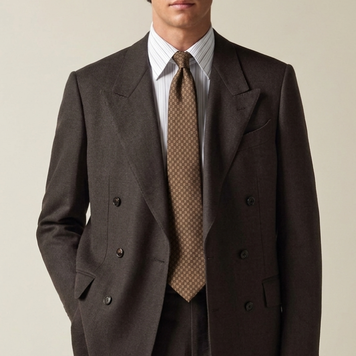 GUCCI GG Silk Jacquard Tie Men Camel