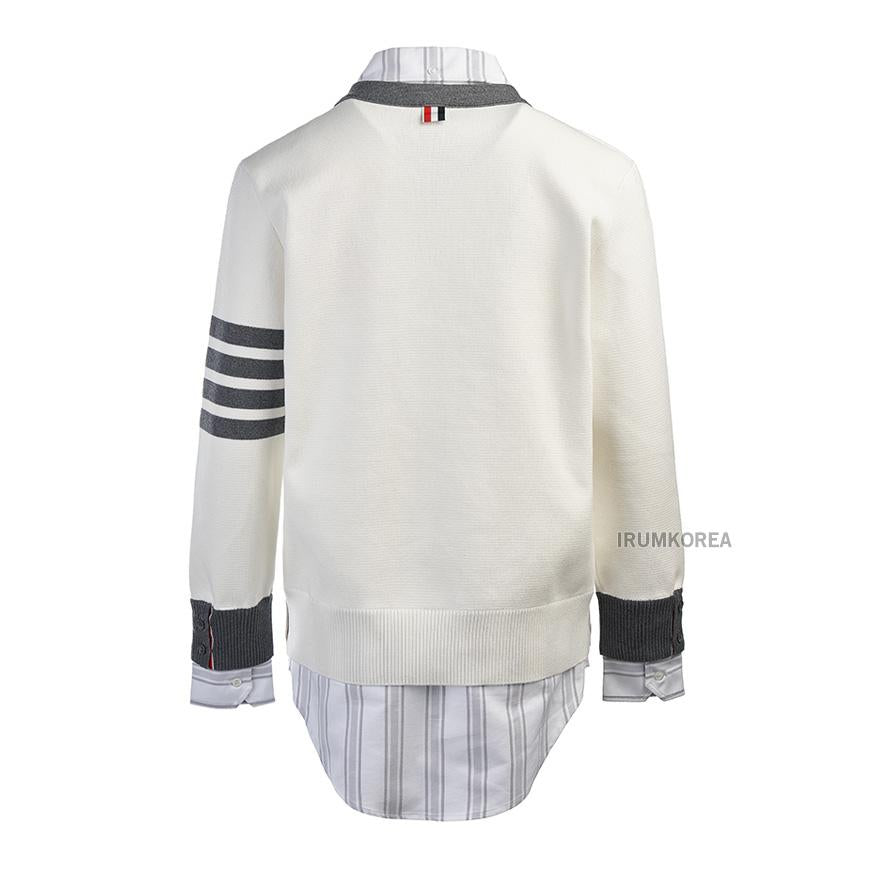 THOM BROWNE Women's 4-Bar Stripe Oxford Shirt Cardigan FKC534A Y3007 100
