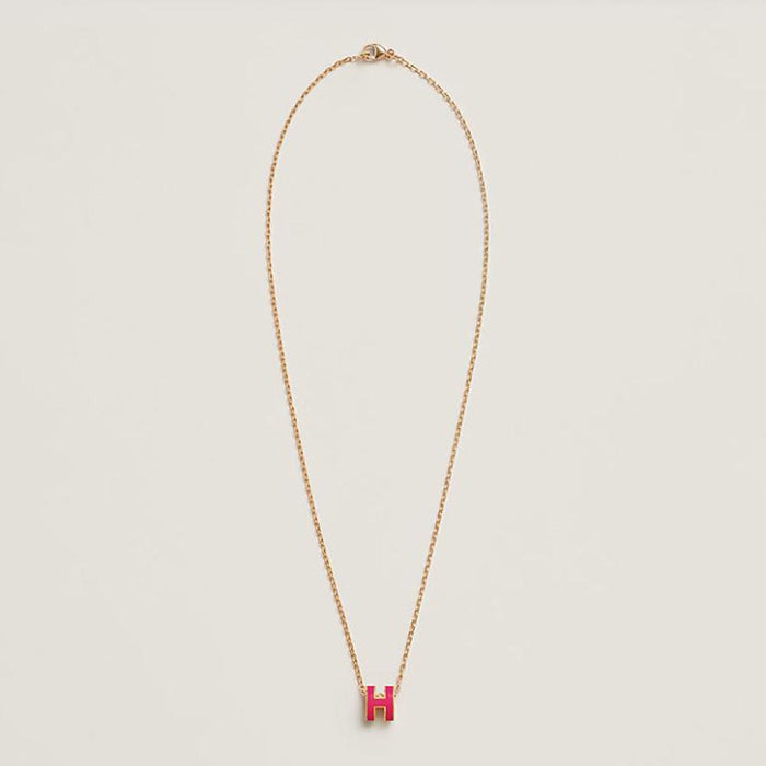 HERMES Mini Pop H Necklace Rose Gold Rose Extreme Pendant