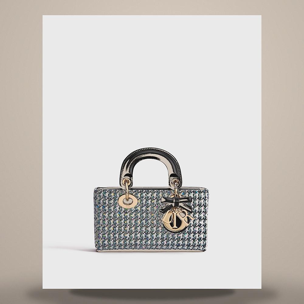 DIOR Lady D-Joy Mini Multicolor Houndstooth Sequin Embroidery Sho M0664OSOW M911