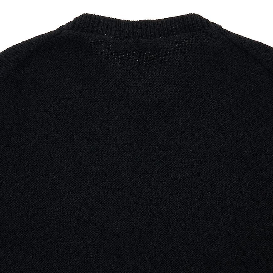 Maison Kitsune Fox Head Crewneck Knit Sweater for Men JM00527KT1006 BK
