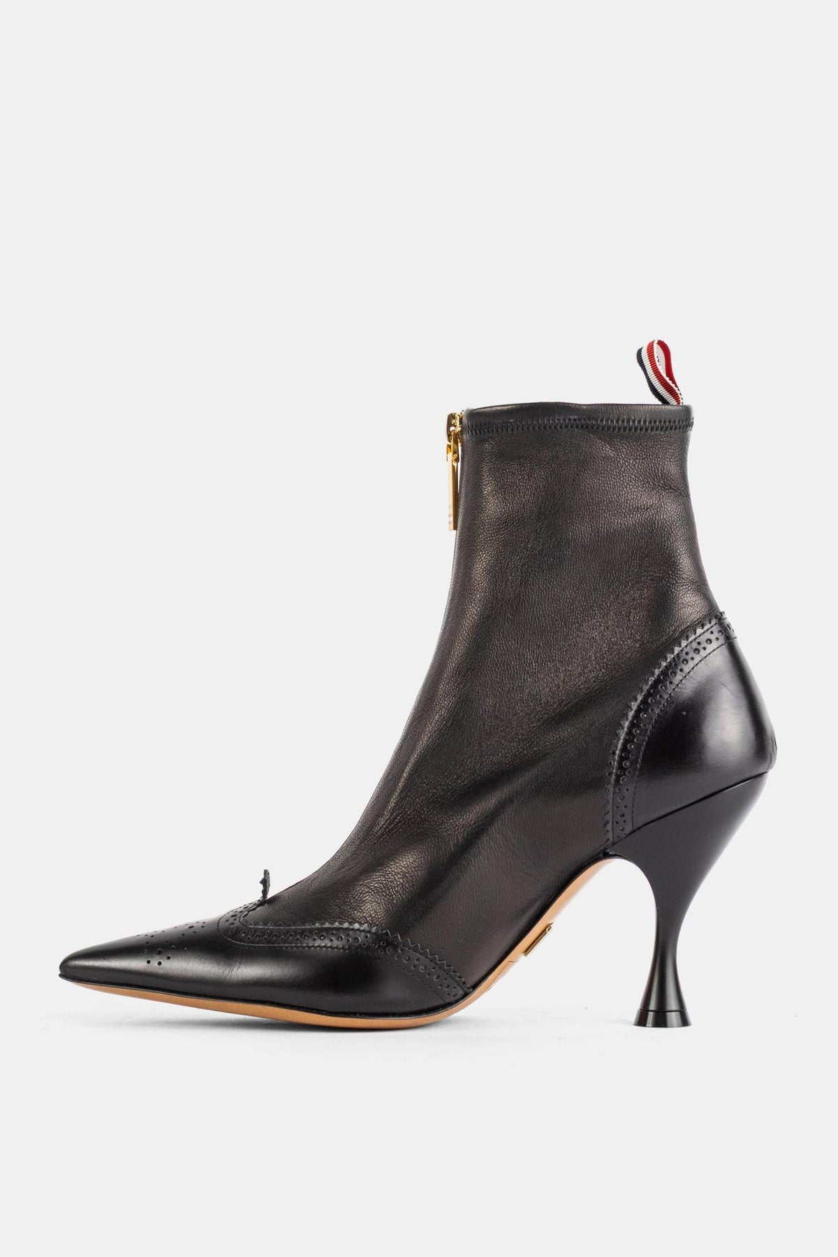 THOM BROWNE Black Leather Ankle Boots