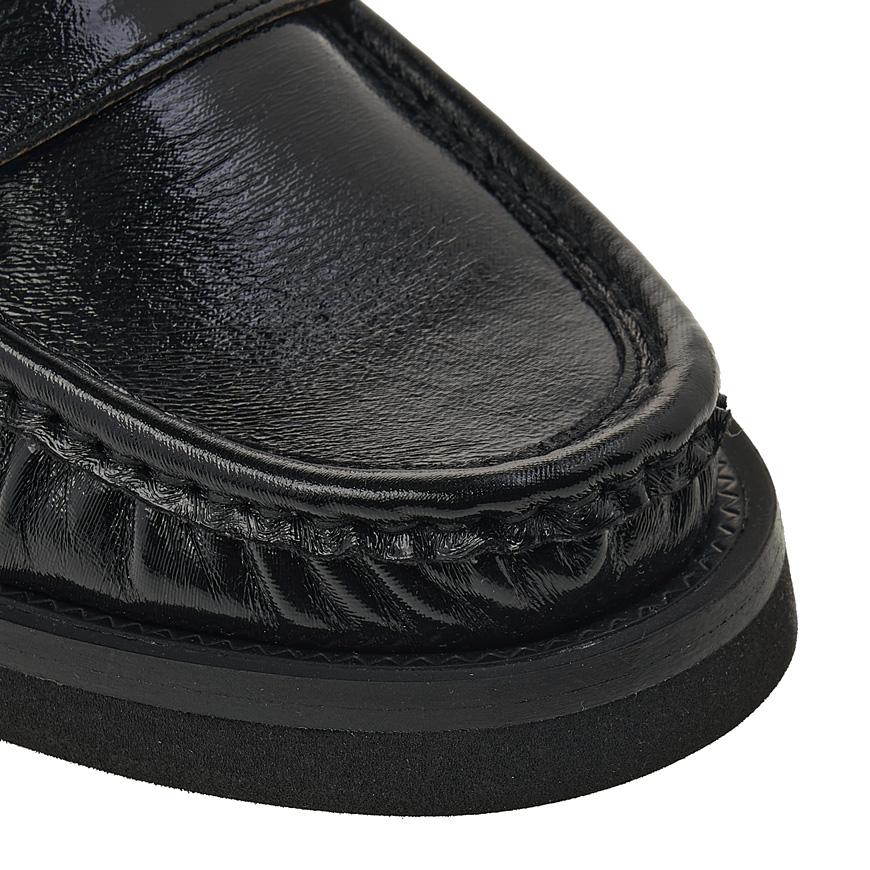 GANNI Feminine Buckle Loafers Black Women’s Leather Shoes