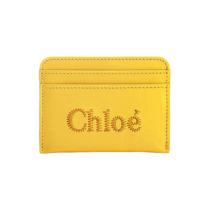Chloe Honey Gold Logo Embroidered Card Holder Wallet