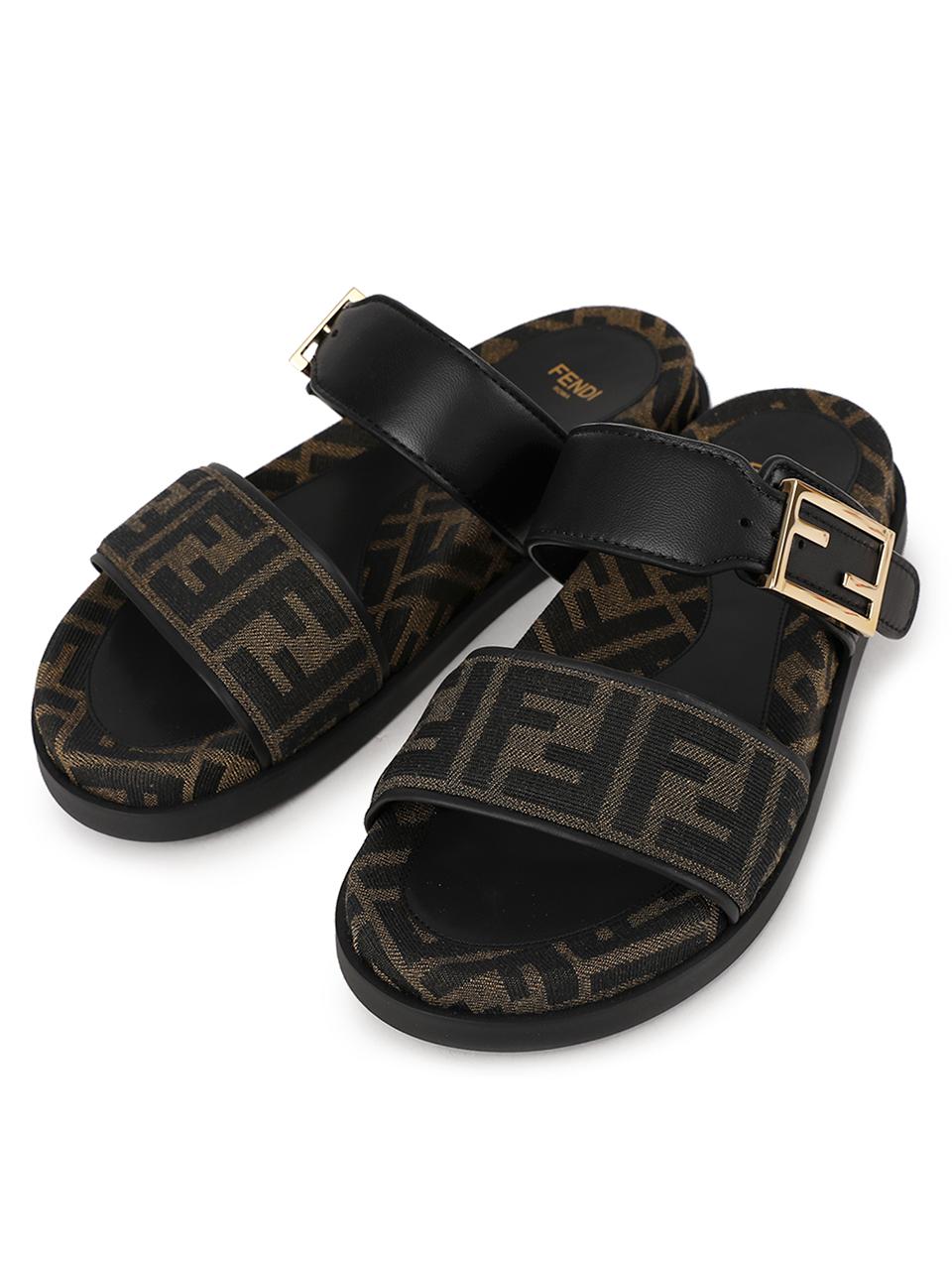 FENDI FF Jacquard Slide Sandals 8X8710 AEGV F0R7R