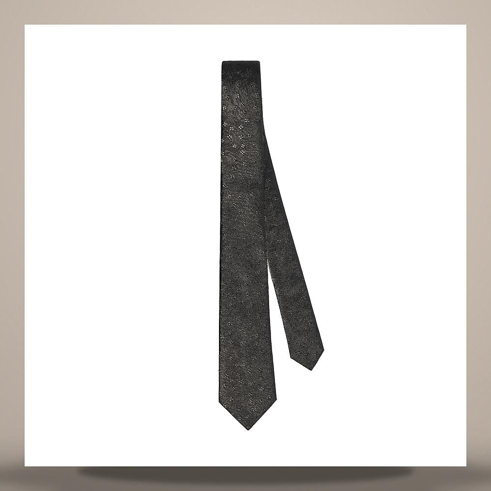 DIOR Clover Motif Black Silk Tie 68C1047B6059 C900