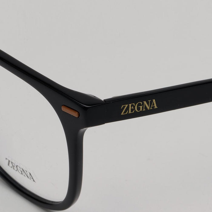 Zegna Black Acetate Square Eyeglass Frames Unisex EZ5248H 001