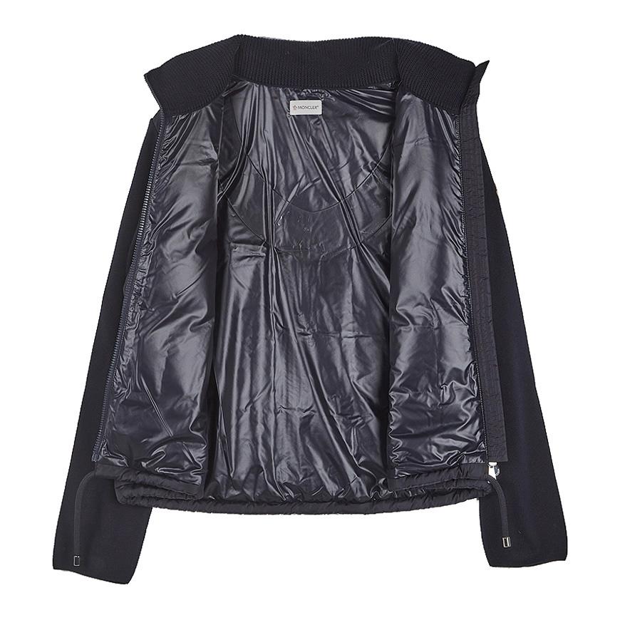 Moncler Women High Collar Padded Cardigan Navy Knit