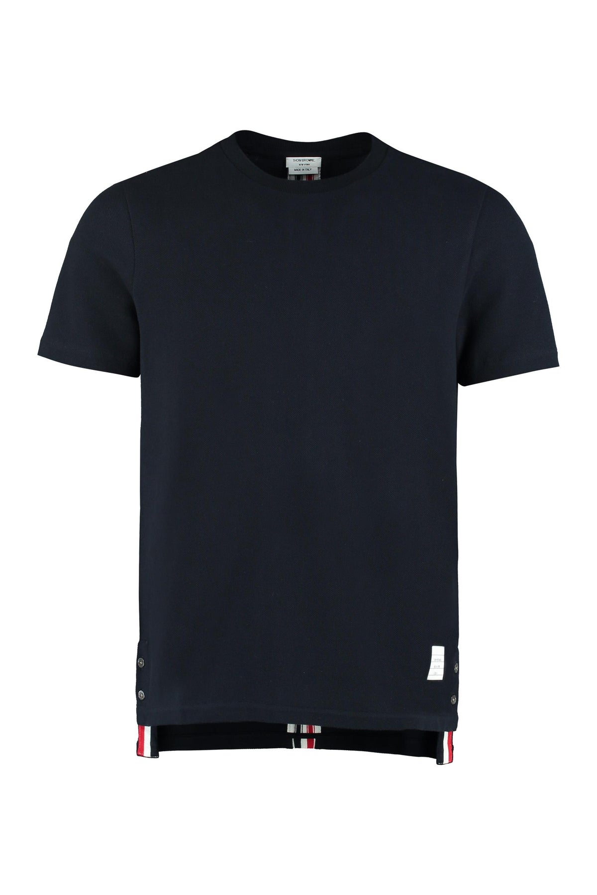 THOM BROWNE Navy Cotton Short Sleeve T-Shirt