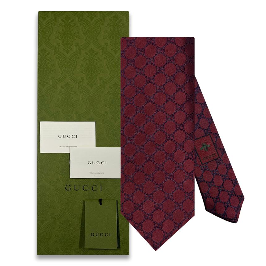 GUCCI Burgundy Logo Silk Tie for Men 456524 4B002 6068 GG