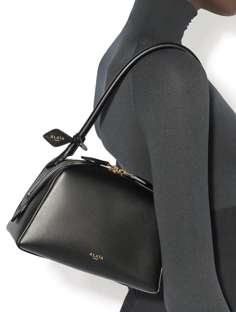 ALAIA Le Bulldog Small Black Leather Shoulder Bag