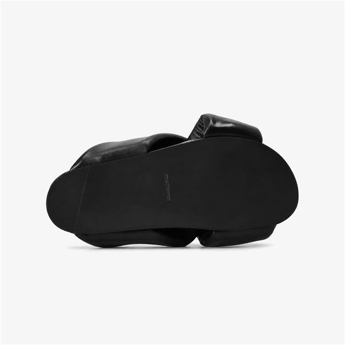 JIL SANDER Padded Strap Slide Sandals for Women Black Leather