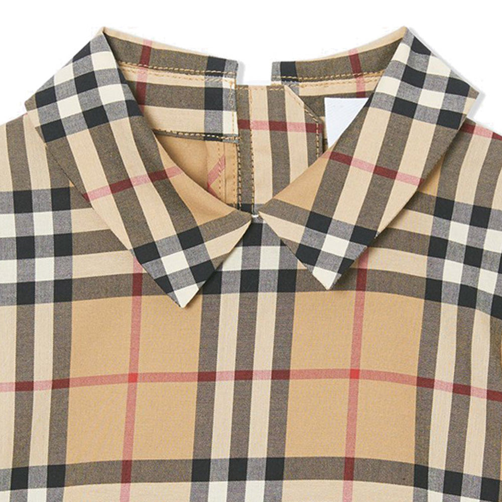 BURBERRY Kids Puff Sleeve Check Midi Dress